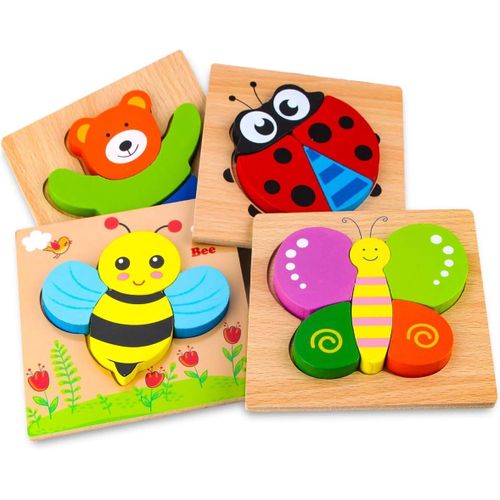 ERYI-Jeux Bebe - Puzzles En Bois, Jouets Montessori Enfant 1 2 3 4 Ans, Puzzle À Encastrements, Bébés Animaux Jeu Educatif Apprentissage Pour Enfants, Puzzles Avec Cadre