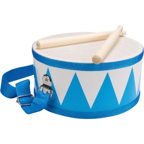 Eryi-3845 Tambour Pour Enfants, Bleu Et Blanc, Instrument De Musique, En Bois, Avec Sangle Et Baguettes, Diamètre : 20 Cm
