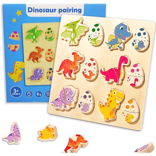ERYI-Jeux Bébé, Puzzles En Bois Oeuf De Dinosaure, Jouets Montessori Enfant 2 3 Ans, Jouets D'Activité Et De Développemen Jeu De Tri Cadeau D'Anniversaire De Noël Pour Garçons Filles