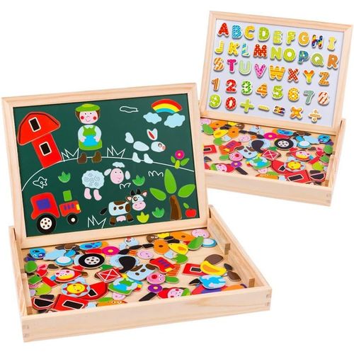 ERYI-Puzzle Magnétique Avec Tableau Double Face Aimanté Pour Enfant 3 Ans Et Plus 155 Pièces
