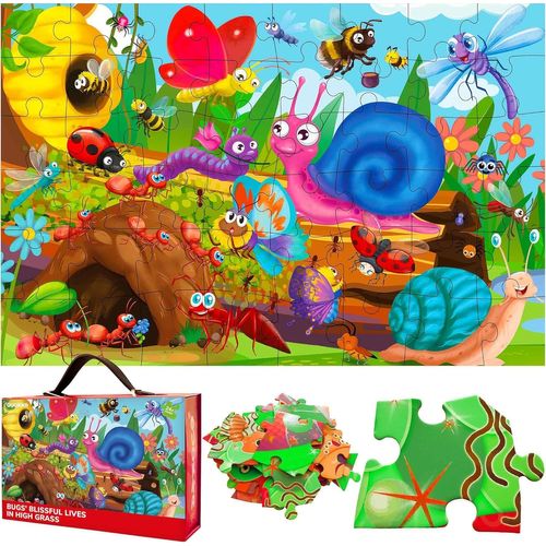ERYI-Puzzle Geant Enfant 3 4 Ans - 60X90 Cm 48 Pièces Puzzle Xxl De Sol Enfants 5 6 Ans - Grand ¿nsectes Jouet Pour Garçons Et Filles - Educatif Cadeau