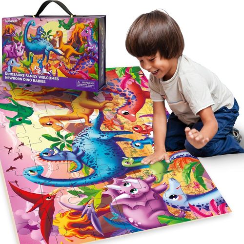ERYI-Puzzle Geant Enfant 3 4 Ans - 60X90 Cm 48 Pièces Puzzle Xxl De Sol Enfants 5 6 Ans - Grand Dinosaure Jouet Pour Garçons Et Filles - Educatif Cadeau