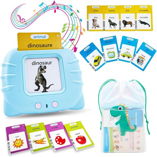 ERYI-Carte Parlante Montessori | Jeux Educatif 3 Ans Avec Musique | Mot Ami Pour Ecouter Et Apprendre Le Français Anglais | Jouet Pour Enfant De 2 À 6 Ans | 224 Mots Interactif Pour Développer Le Lan