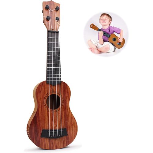ERYI-Guitare Enfant, Ukulele Enfants, Guitare Enfant 3-6 Ans, Jouet De Guitare Et Piano, Avec 4 Cordes Réglables,Mini Guitare Pour Les Tout-Petits Débutants Garçons Filles Cadeau (Acajou 44Cm)