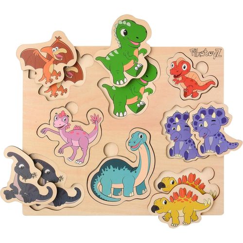 ERYI-Puzzle Enfant De 1 2 Et 3 Ans. Jeu Educatif Idéal Pour Cadeau De Noel Ou Anniversaire. Jouet Enfant Composé De Puzzles Dinosaures. Puzzle Bois Pour Bebe, Garçon Ou Fille.