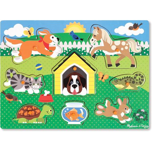 ERYI-Puzzle En Bois À Boutons - Animaux Domestiques, Cadeau Pour Enfants De 2 3 4 Ans,Jouet En Bois Montessori, Jouets D'Éveil Et 1Er Âge, Jouets Éducatifs Et De Développement