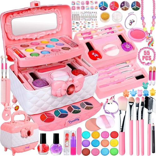 ERYI-Maquillage Enfant Jouet Filles, Lavable Malette Maquillage Jouet, Coffret Maquillage Enfant, Maquillage Enfant Fille, Valise Maquillage Enfant Pour Cadeau De Noël D¿Anniversaire Pour 4-10+ Ans