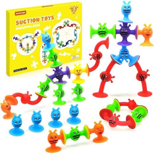 ERYI-28 Pcs Jouets À Ventouses Pour Le Bain En Silicone Pour Les Enfants De 3+ Ans, Jouets Sensoriels, Jouets De Voyage Contre Le Stress Pour Les Enfants Et Adultes