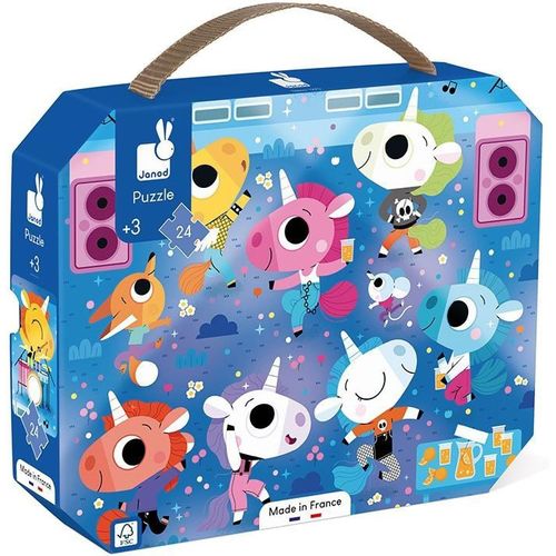 ERYI-- Puzzle Concert Rock Licornes - Puzzle 24 Pièces En Carton Fsc - Développe Patience Et Concentration - Fabriqué En France - Puzzle Enfant Dès 3 Ans,J02544, Bleu