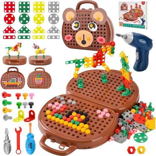 ERYI-Boîte À Outils De Jeu Magique Montessori Avec Perceuse, Jouets Montessori, Boite À Outils Montessori, Boite A Outils Magique, Boîte À Outils Créative Pour Fille Garçon 3 4 5 Ans (A)