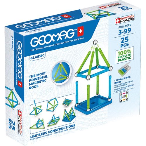 ERYI-Jeux De Construction Magnétique Pour Enfants - Jouets Éducatifs Pour Garçons Et Filles 100% Recyclé - Collection Green Classic 25 Pièces