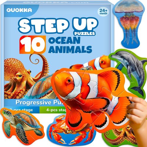 ERYI-Jouet Puzzle Enfant De 2 À 3 Ans - Jeux D'Animaux Marins De 3 À 5 Ans - 8 Formes D'Animaux Realistes - 40 Grandes Pièces Puzzle Pour Enfant - Bebe Cadeau Educatif Pour Garçons Et Filles