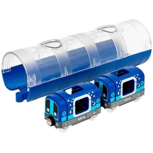 ERYI-World - 33970 - Metro Et Tunnel Phosphorescents - Pour Circuit De Train En Bois - Système D'Attache Aimantée - Jouet Pour Garçons Et Filles Dès 3 Ans