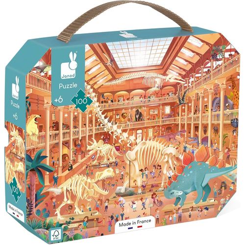 ERYI-- Puzzle Enfant Musée D'Histoire Naturelle 100 Pièces - Jeu Educatif Motricité Fine Et Concentration - Valisette Poignée - Fabriqué En France Et Certifié Fsc - Dès 6 Ans, J02606