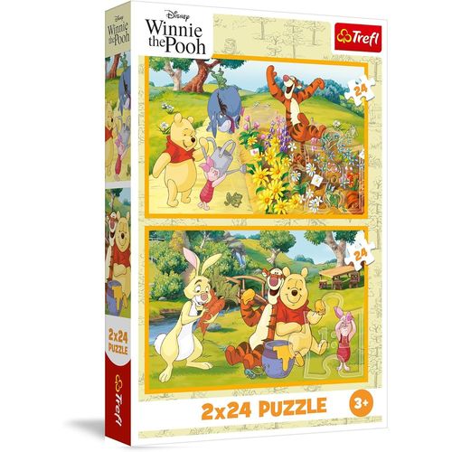 ERYI-- Puzzle 2 En 1 : Winnie L'Ourson, Une Journée Dans Le Jardin - 2 X 24 Pièces, Ensemble De Deux Puzzles Pour Les Enfants À Partir De 3 Ans
