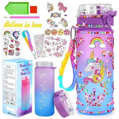 ERYI-Licorne Bricolage Gourde Fille Diy Gourde Isotherme Bouteille Kit De Loisir Créatif Enfant Jeux Créatif Fille 6 7 8 9 10 Ans Pour Idée Cadeau Noël Extérieur Jeux Enfant 2 3 4 5 6 Ans