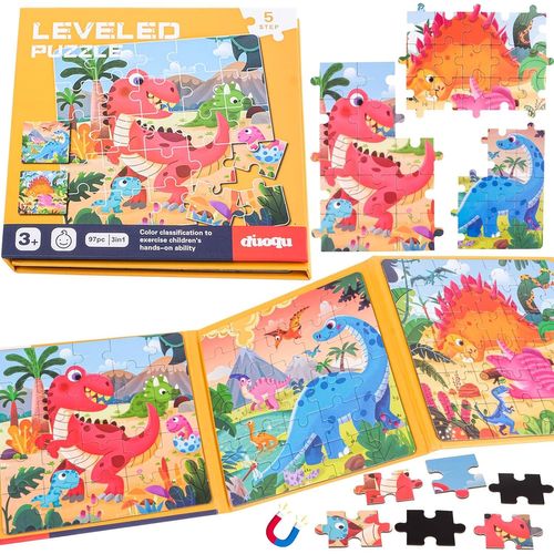 ERYI-Puzzle Magnetique Enfant,97 Pcs Puzzles Magnétiques Pour Enfants,3-In-1 Jouet Puzzle Magnétique Pour Enfants Puzzl Enfan, Jeu Magnétique Puzzles Enfant Pour 3, 4, 5, 6, 7 Ans, Cadeau, Jeu Voyage