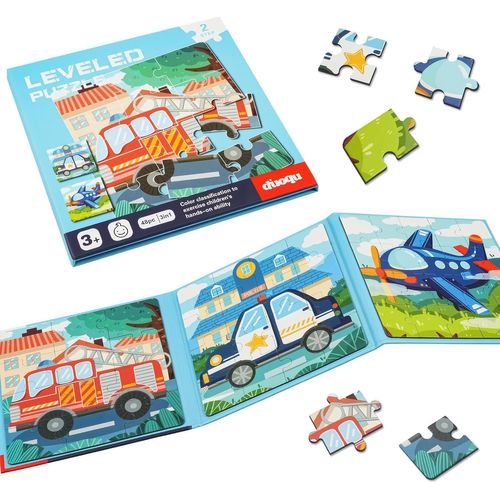 ERYI-Puzzles En Magnétique,Jouet Puzzle En Magnétique Pour Enfants,Livres Pliants,Puzzles En Magnétique Jeu Éducatif Magnétique,Jeu De Puzzle Interactif Pour Fille Garçon 3 4 5 Ans(Transport)