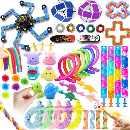 ERYI-50 Pcs Fidget Toys Set, Stress-Angst Relief Toys Pour Enfants Et Adultes, Anxiété Relief Finger Toys, Anti Stress Autisme Et Tdah, Jouets Sensoriels Pour Enfants Fête D'Anniversaire