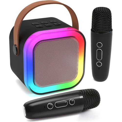 ERYI-Micro Karaoke Enfants Avec Micro Sans Fil, Cadeau Fille 4-12 Ans Anniversaire Jouet Fille 3-12 Ans Micro Enfant Cadeau Ado Fille Micro Sans Fil Karaoke Jouet Garcon 4-12 Ans Musique Enfant Noir