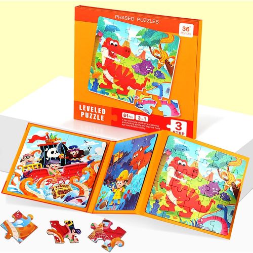 ERYI-Magnétique Montessori Puzzle Pour Enfants Avec Livre Pliable, Quiet Book, Jeu De Voyage Assorti, Jouet Pour Enfants 2 3 4 Ans (Dinosaure)