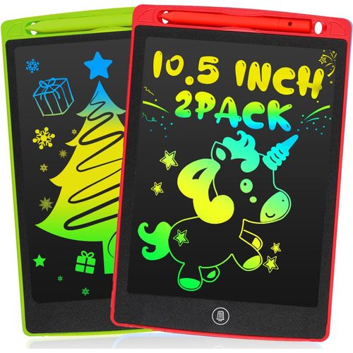 ERYI-Tablette Enfant De 10,5 Pouces, Lot 2 Ardoise Magique Pour Enfants, Ardoise Lcd Pour Enfants, Gribouillages Colorés, Cadeaux Pour Les Filles De 3 À 8 Ans, Rouge + Vert