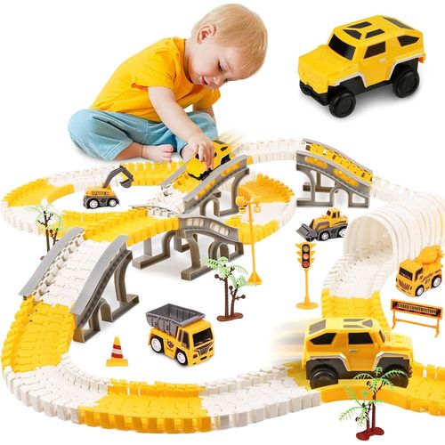 ERYI-Circuit Voiture Enfant, 305 Pièces Pistes De Course De Construction Pour Enfants, Jeu De Piste Flexible Et Voiture De Construction, Circuit Train Electrique Jouet Pour 3 4 5 6 Ans Garçons Filles