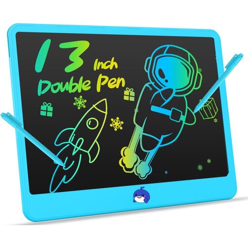 ERYI-Tablette Dessin Enfant À Double Stylet, Ardoise Magique Coloré De 13 Pouces, Tablettes D'Écriture Lcd, Cadeaux D'Anniversaire Et De Noël Jouets Pour Filles Et Garçons De 3 À 8 Ans (Bleu)