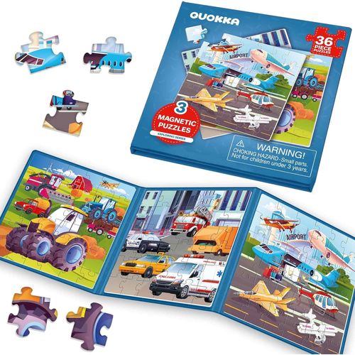 ERYI-Jeu Magnétique Enfant 2 3 4 Ans - 36 Pièces Puzzle Magnétique Enfant - Jeux Voyage Pour 5 6 Ans - Jouets Pour L'Avion Avec Transport - Cadeau Educatif Pour Garçons Et Filles