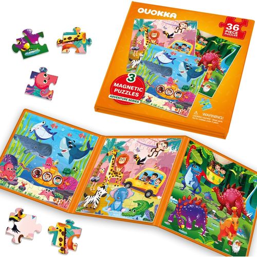 ERYI-Jeu Magnétique Enfant 2 3 4 Ans - 36 Pièces Puzzle Magnétique Enfant - Jeux Voyage Pour 5 6 Ans - Jouets Pour L'Avion Avec Animaux Jungle Mer - Cadeau Éducatif Pour Garçons Et Filles