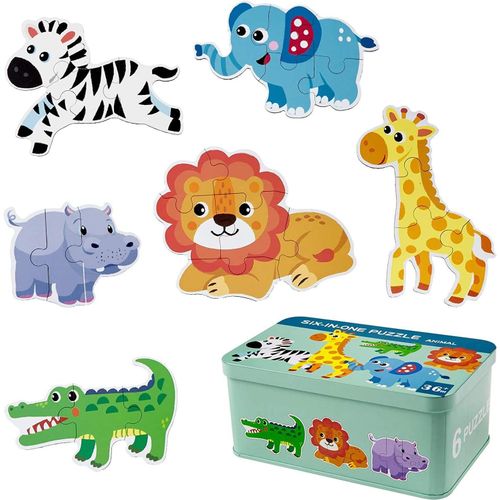 ERYI-Puzzles En Bois 6 Pack Pour Enfants, 3D Jouet Bébé, Montessori 1 2 3 4 Ans (Animal)