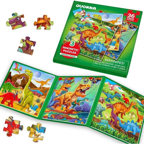 ERYI-Jeu Magnétique Enfant 2 3 4 Ans - 36 Pièces Puzzle Magnétique Enfant - Jeux Voyage Pour 5 6 Ans - Jouets Pour L'Avion Avec Jurassique - Cadeau Educatif Pour Garçons Et Filles