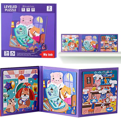 ERYI-Jeu Magnétique Puzzle - Jeux De Voyage Enfants À Partir De 3 4 5 Ans - Pour Occuper Les Enfants En Avion/Voiture (Niveau 2 | Emploi, 1Pcs)