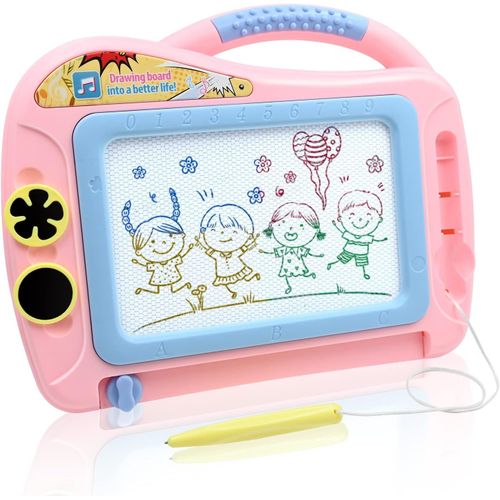 ERYI-Ardoise Magique Tableau Jouets Enfants 2-4 Ans, Planche À Dessin Magnétique Pour Enfant Tablette De Croquis Effaçable Jouets Créatifs Avec 2 Timbres Pour Les Cadeaux D'Anniversaire Pour Enfants