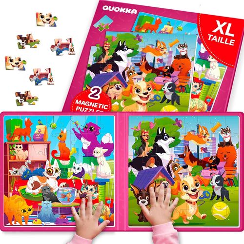 ERYI-Puzzle Magnétique Enfant 3 4 5 Ans - 2X48 Pièces Jeux Magnétique Enfant - Jeux Voyage Pour 5 6 Ans - Jouets Pour L'Avion Avec Chats Et Chiens - Cadeau Éducatif Pour Garçons Et Filles