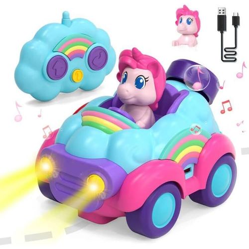 ERYI-Voiture Télécommandée Enfant 2 Ans, Voiture Enfant 2 3 Ans, Licorne Jouet Fille 3 Ans