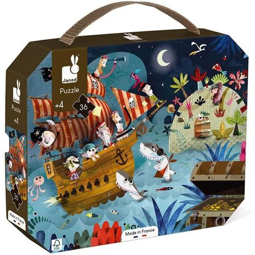 ERYI-- Puzzle Enfant Chasse Au Trésor 36 Pièces - Jeu Educatif Motricité Fine Et Concentration - Valisette Poignée - Fabriqué En France - Certifié Fsc - Encres Végétales - Dès 4 Ans, J02614