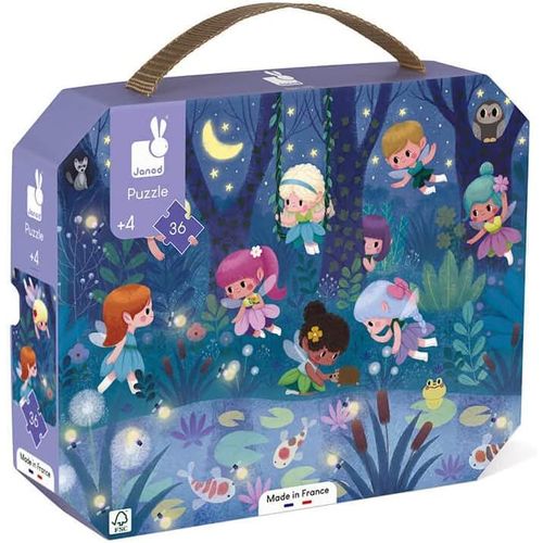 ERYI-- Puzzle Enfant Fées Et Nénuphars 36 Pièces - Jeu Educatif Motricité Fine Et Concentration - Valisette Poignée - Fabriqué En France - Certifié Fsc - Encres Végétales - Dès 4 Ans, J02649