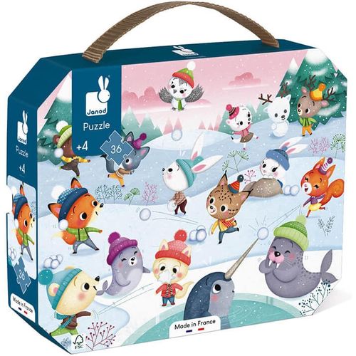 ERYI-- Puzzle Enfant Bataille Boules De Neige 36 Pièces - Jeu Educatif Motricité Fine Et Concentration - Valisette Poignée - Fabriqué En France - Certifié Fsc - Encres Végétales - Dès 4 Ans, J02647