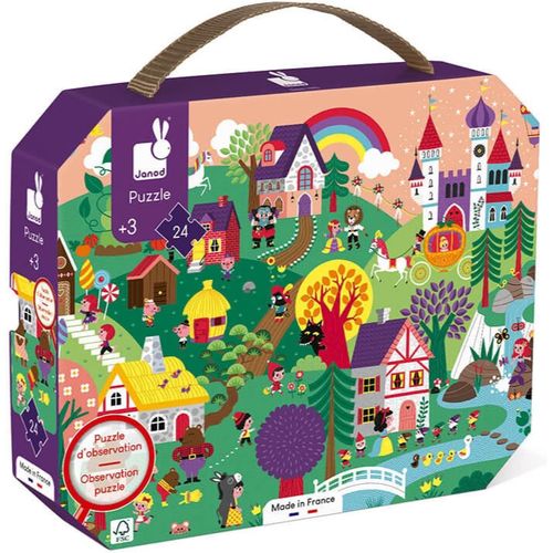 ERYI-- Puzzle D'Observation Enfant Les Contes 24 Pièces - Jeu Educatif Motricité Fine Et Concentration - Valisette Poignée - Fabriqué En France - Certifié Fsc - Encres Végétales - Dès 3 Ans, J02646