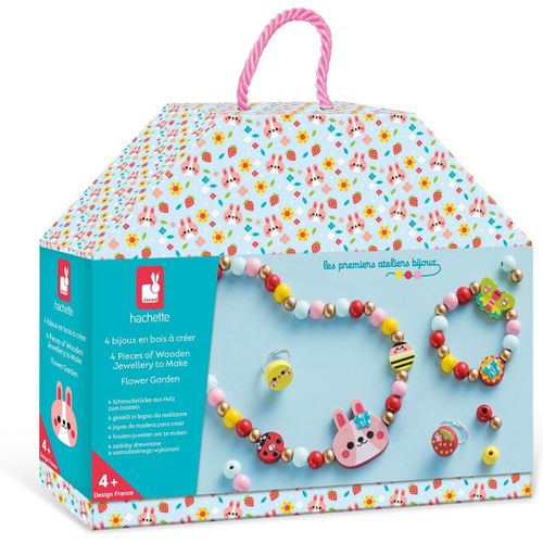 ERYI-\U2013 4 Bijoux En Bois À Créer Flower Garden - Les Premiers Ateliers Bijoux - Création De Bijoux Diy - Kit Loisir Créatif Enfant - Apprentissage Motricité Fine Et Concentration \U2013 Dès 4 Ans