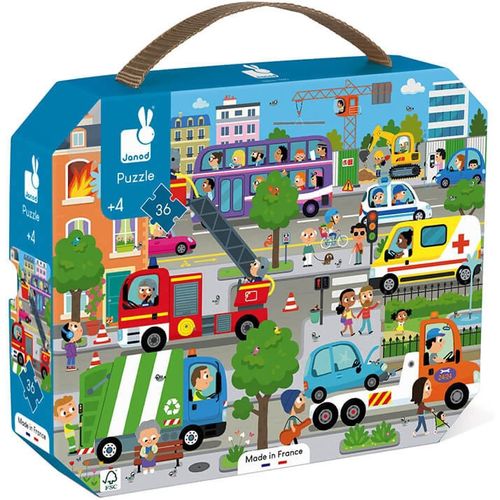 ERYI-- Puzzle Enfant City 36 Pièces - Jeu Educatif - Apprentissage Motricité Fine Et Concentration - Fabriqué En France Et Certifié Fsc - Encres Végétales - Dès 4 Ans, J02644