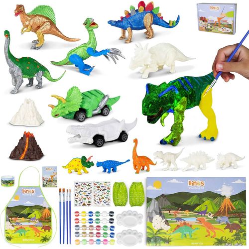 ERYI-Dinosaure Jouet Garcon Kit Peinture Avec 16 Figurines Activites Manuelles Pour Enfants Avec Phosphorescence, Loisirs Creatifs, Jouet Enfant 3 4 5 6 7 8 9 10 Ans Cadeau Anniversaire, Noël