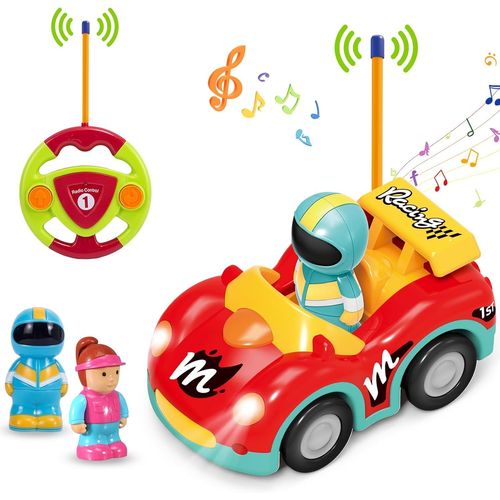 ERYI-Voiture De Course Rc Cartoon Pour Tout-Petits Avec Musique, Lumières Et 2 Poupées, Première Voiture Télécommandée Pour Garçons Et Filles, 18 Mois+, Cadeau Parfait Pour Anniversaire Ou Noël