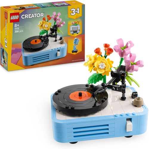 ERYI-Creator 3-En-1 Le Tourne-Disque Et Ses Fleurs - Jeu De Construction Avec Plantes - Se Transforme En Radio Ou Micro - Jouet Sur La Musique Pour Garçons Ou Filles Dès 8 Ans - Cadeau Original 31172
