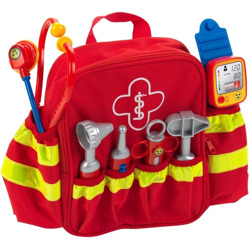 ERYI-4314 Sac À Dos De Secouriste, Avec Stéthoscope, Seringue Et Beaucoup D'Autres Accessoires, Tensiomètre Électronique Avec Bruitage, Dimensions : 28 Cm X 25 Cm X 8, 5 Cm