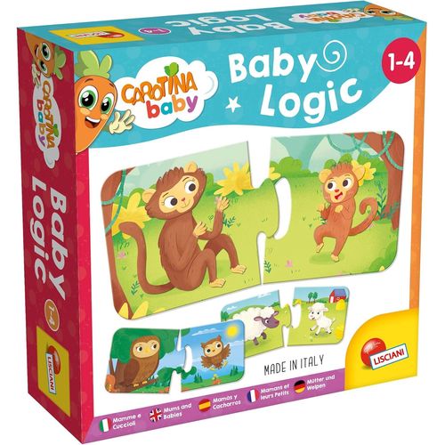 ERYI-Lisciani - Carotina Baby - Logique Bébé Mamans Et Petits - Jeu Éducatif D'Eveil Pour Enfants De 1 À 4 Ans - 12 Puzzles De 2 Pièces À Associer - Développe Observation, Logique Et Coordination