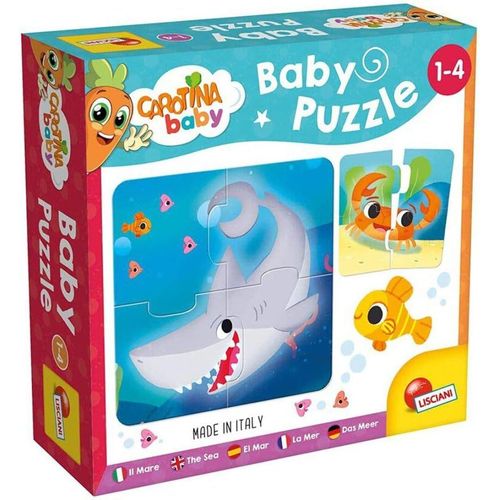 ERYI-Lisciani - Carotina Baby - 6 Puzzles De La Mer - Puzzles De 4 Pièces Pour Enfants De 1 À 4 Ans - Jeu Educatif Avec Animaux Marins - Apprentissage Ludique