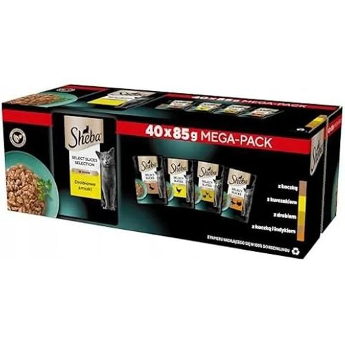 Nourriture Humide Pour Chat - Sheba - Sélection De Slices En Sauce - Volaille - 40 X 85 G - Sans Additifs