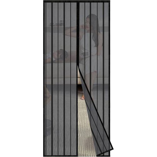 130 X 220 Cm Mosquito Net For Doors, Advanced Magnetic Insect Screen For Balcony Doors, Cellar Doors, Patio Doors, Easy To Glue On, Complete Installation Kit, Black